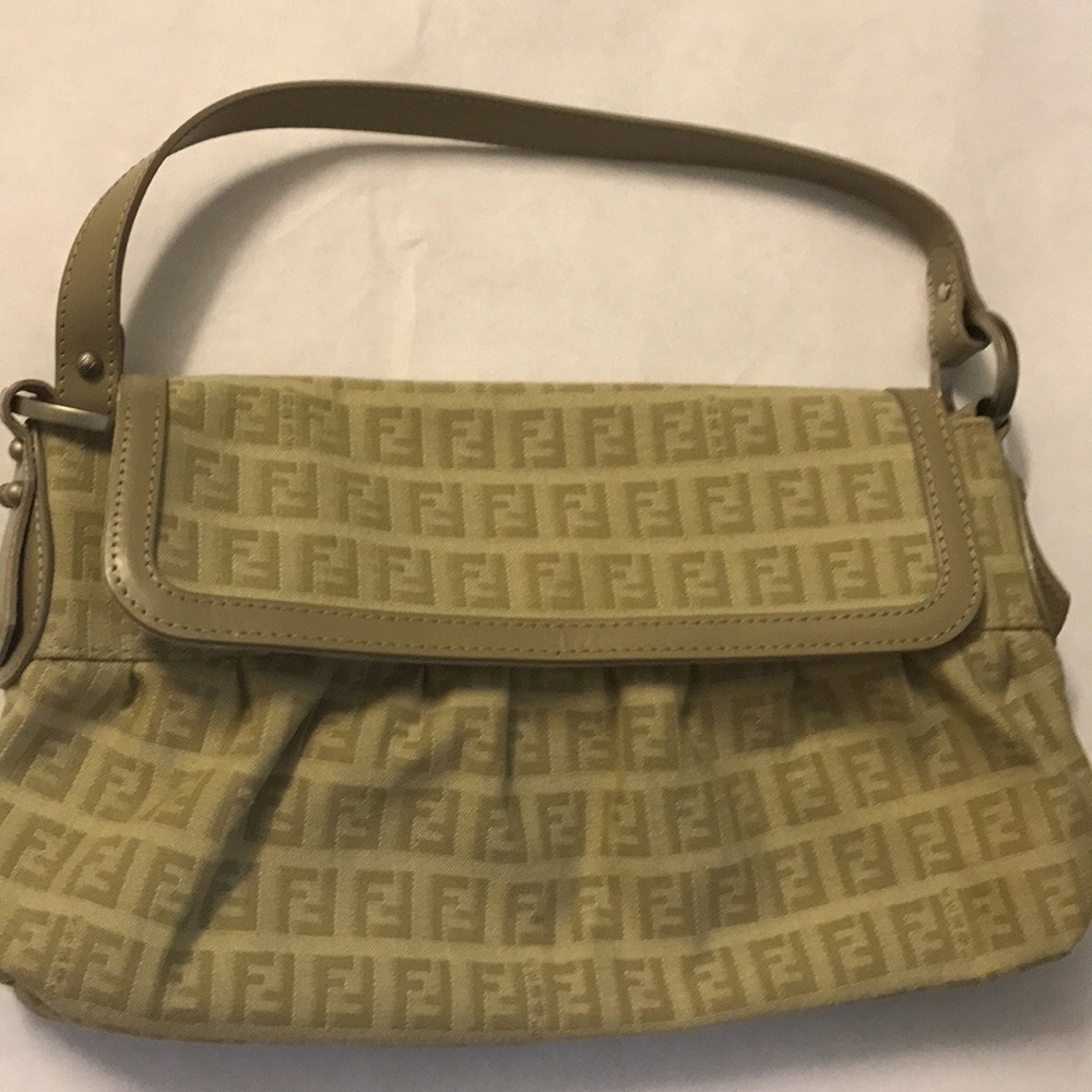 Fendi handbag beige original signature purse